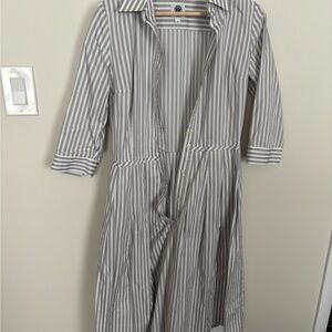 Striped Gray Button-Up Dress